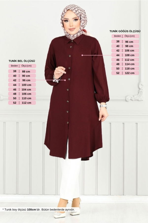 Modaselvim تونيكات بلوز خمري 0171BGS895-M