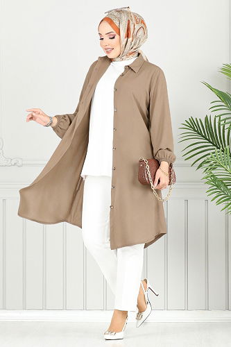 moda selvim بلوز بيج غامق 0171BGS895-M - Thumbnail