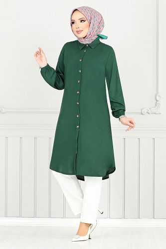 moda selvim Tunic 0171BGS895-M Emerald - Thumbnail