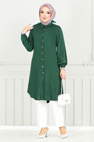 moda selvim Tunic 0171BGS895-M Emerald - Thumbnail