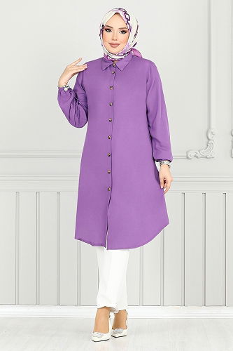 moda selvim Tunic 0171BGS895-M Lilac - Thumbnail
