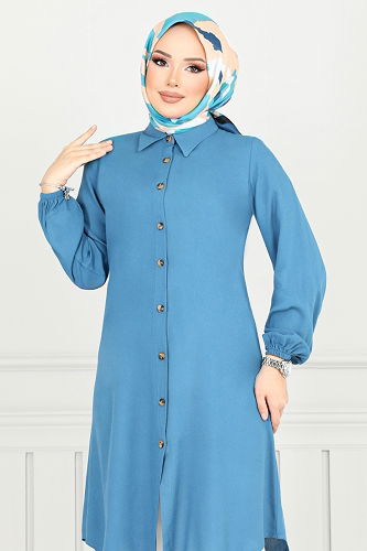 moda selvim Tunic 0171BGS895-M Petroleum - Thumbnail