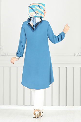 moda selvim Tunic 0171BGS895-M Petroleum - Thumbnail