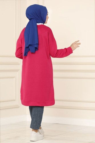 moda selvim Tunic 0172UZ662 Fuchsia - Thumbnail