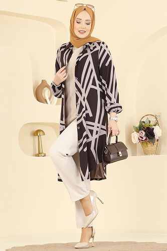 moda selvim Tunic 0173BG354 Brown & Vision - Thumbnail
