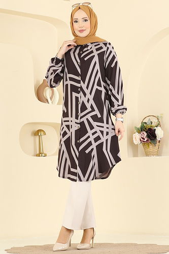 moda selvim بلوز بني وبيج 0173BG354 - Thumbnail