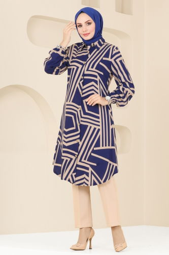 moda selvim Tunic 0173BG354 Indigo&Vision - Thumbnail