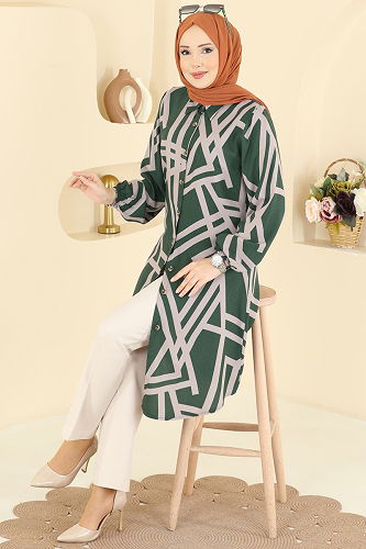 moda selvim Tunic 0173BG354 Khaki&Vision - Thumbnail
