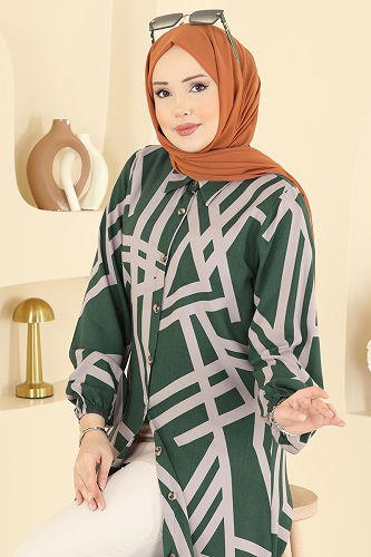 moda selvim Tunic 0173BG354 Khaki&Vision - Thumbnail