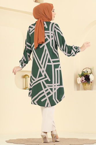 moda selvim Tunic 0173BG354 Khaki&Vision - Thumbnail