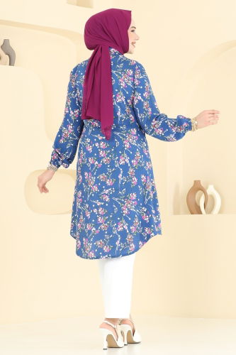 moda selvim Tunic 0174BG354 Indigo - Thumbnail