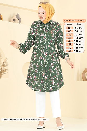 moda selvim Tunic 0174BG354 Khaki - Thumbnail