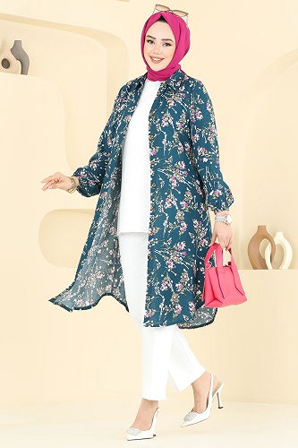 moda selvim بلوز بترولي 0174BG354 - Thumbnail