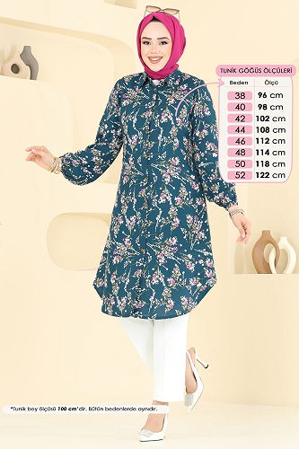 moda selvim بلوز بترولي 0174BG354 - Thumbnail