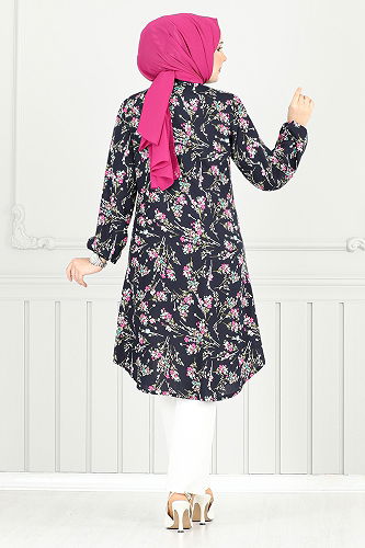 moda selvim Tunic 0174BGS895-M Navy Blue - Thumbnail