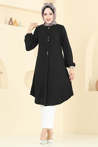 moda selvim Tunic 0175BG354 Black - Thumbnail