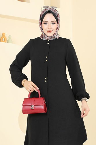 moda selvim Tunic 0175BG354 Black - Thumbnail
