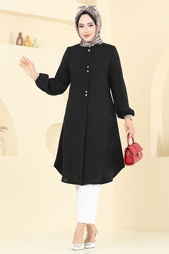 moda selvim Tunic 0175BG354 Black - Thumbnail