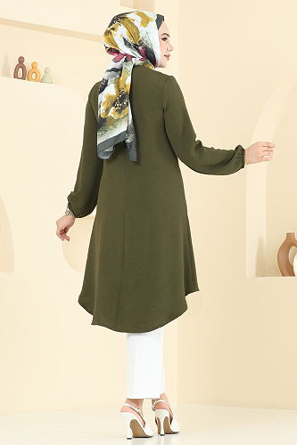 moda selvim Tunic 0175BG354 Khaki - Thumbnail