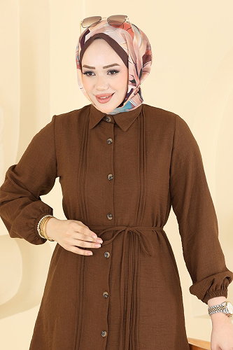 moda selvim Tunic 0177ERK1158 Brown - Thumbnail