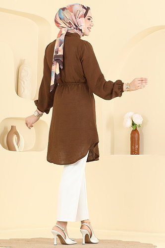 moda selvim Tunic 0177ERK1158 Brown - Thumbnail