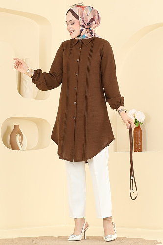 moda selvim Tunic 0177ERK1158 Brown - Thumbnail