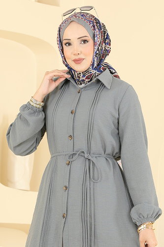 moda selvim Tunic 0177ERK1158 Gray - Thumbnail