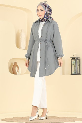 moda selvim بلوز رمادي 0177ERK1158 - Thumbnail