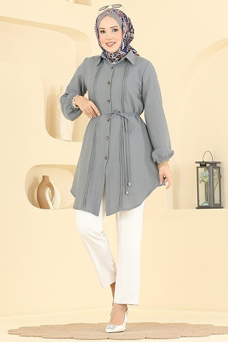 moda selvim بلوز رمادي 0177ERK1158 - Thumbnail