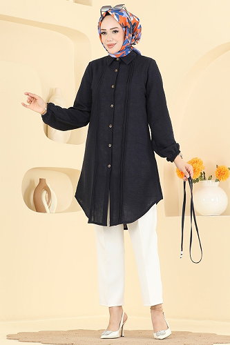 moda selvim Tunic 0177ERK1158 Navy Blue - Thumbnail