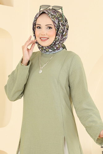 moda selvim Tunic 0178ERK1158 Almond Green - Thumbnail