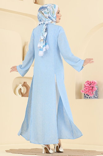 moda selvim بلوز أزرق فاتح 0178ERK1158 - Thumbnail