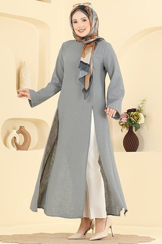 moda selvim بلوز رمادي 0178ERK1158 - Thumbnail