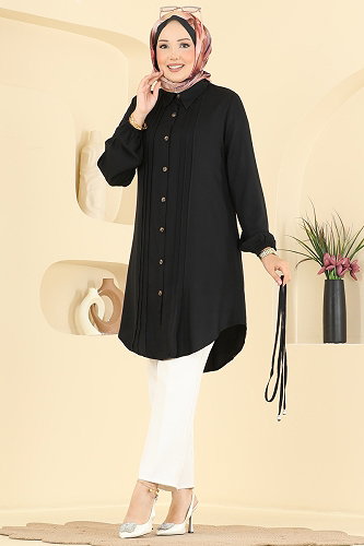 moda selvim بلوز أسود 0179BG354 - Thumbnail