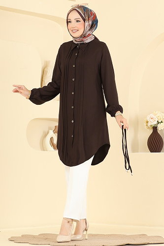 moda selvim Tunic 0179BG354 Brown - Thumbnail