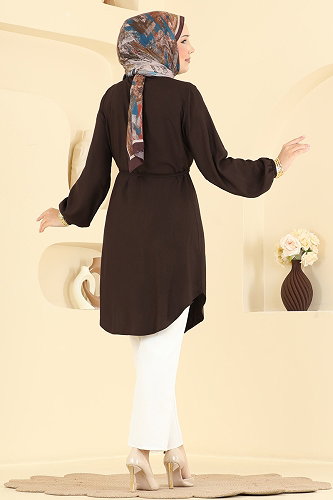 moda selvim Tunic 0179BG354 Brown - Thumbnail