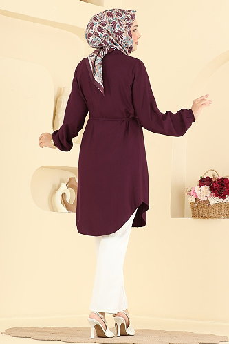 moda selvim Tunic 0179BG354 Dark Burgundy - Thumbnail