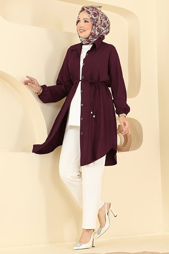moda selvim بلوز خمري غامق 0179BG354 - Thumbnail