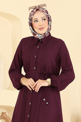 moda selvim بلوز خمري غامق 0179BG354 - Thumbnail