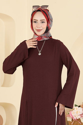 moda selvim بلوز خمري 0180BG354 - Thumbnail