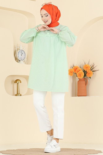 moda selvim بلوز أخضر 026MR1078 - Thumbnail