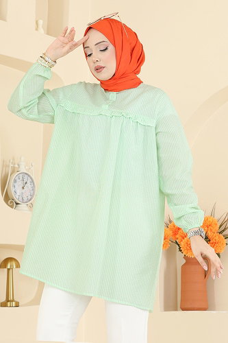 moda selvim بلوز أخضر 026MR1078 - Thumbnail