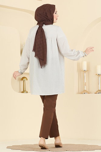 moda selvim بلوز بيج 026MR1078 - Thumbnail