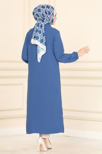 moda selvim Tunic 0987FYZ804 Indigo - Thumbnail
