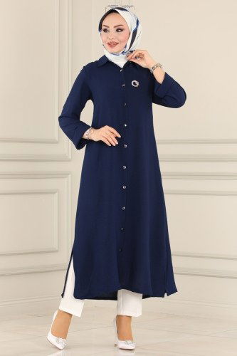 moda selvim Tunic 0987FYZ804 Navy Blue - Thumbnail