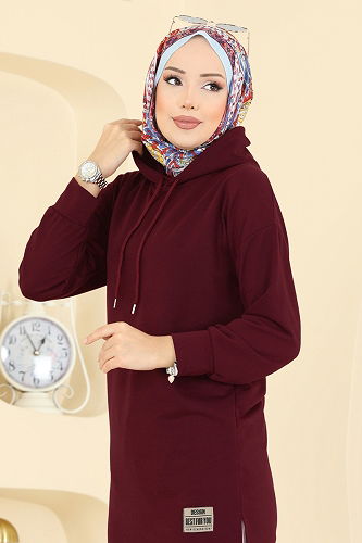 moda selvim بلوز خمري 1000ETT926 - Thumbnail