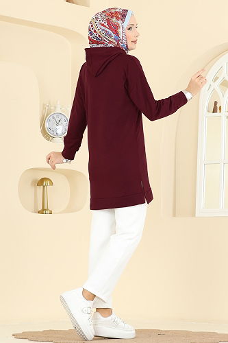 moda selvim بلوز خمري 1000ETT926 - Thumbnail