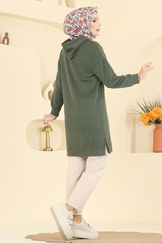 moda selvim بلوز اخضر عفني 1000ETT926 - Thumbnail