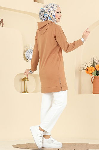 moda selvim Tunic 1000ETT926 Latte - Thumbnail