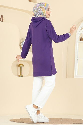 moda selvim بلوز أرجواني 1000ETT926 - Thumbnail